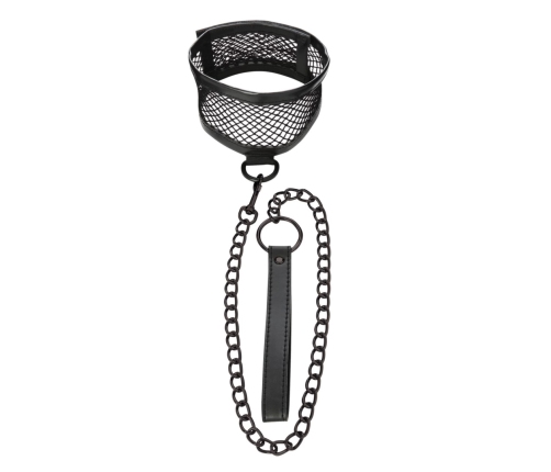 Sportsheets S&M Fishnet Adjustable Collar with Leash, 62 cm, Black