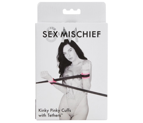 Sportsheets Sex & Mischief Adjustable Pink Cuffs with Long Tethers