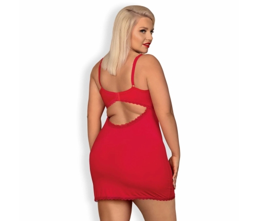 Obsessive Jolierose Chemise & Thong Red XXL - Adjustable Lace Design
