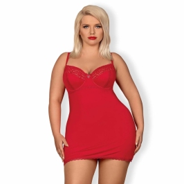 Obsessive Jolierose Chemise & Thong Red XXL - Adjustable Lace Design
