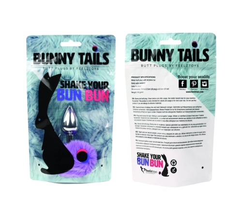 FeelzToys Bunny Tails Plug Purple - Metal Model with Soft Tail, Medium