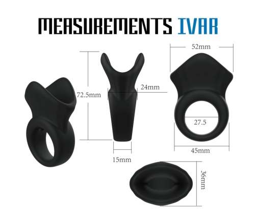 Velv'Or Rooster Ivar Silicone Anatomical Ring - Black, One Size