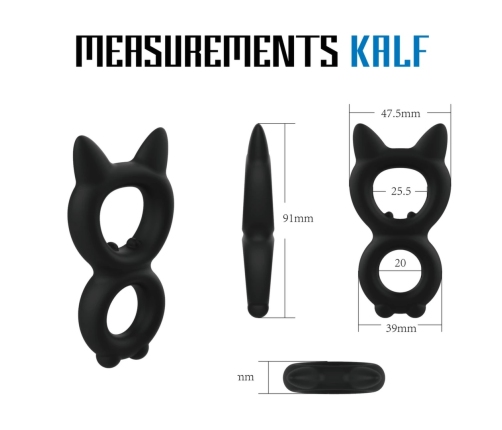 Velv'Or Rooster Kalf Silicone Double Support Ring - Black, Adjustable Fit