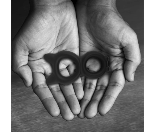 Velv'Or Rooster Kalf Silicone Double Support Ring - Black, Adjustable Fit