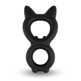Velv'Or Rooster Kalf Silicone Double Support Ring - Black, Adjustable Fit