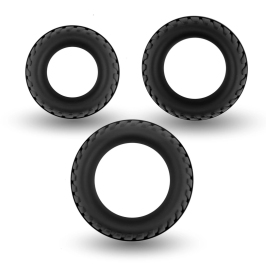 Velv'Or Rooster Floki Silicone Ring Set - 3 Sizes, Black