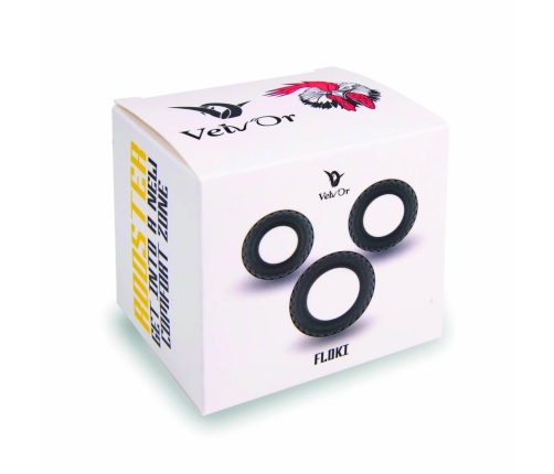 Velv'Or Rooster Floki Silicone Ring Set - 3 Sizes, Black