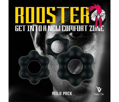 Velv'Or Rooster Milo Silicone Rings Set - 3 Sizes, Platinum Silicone
