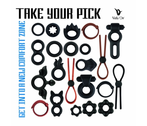 Velv’Or Rooster Drake Dual Silicone Ring with Vibrating Bullet, Black