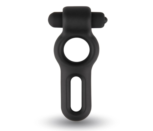 Velv’Or Rooster Drake Dual Silicone Ring with Vibrating Bullet, Black