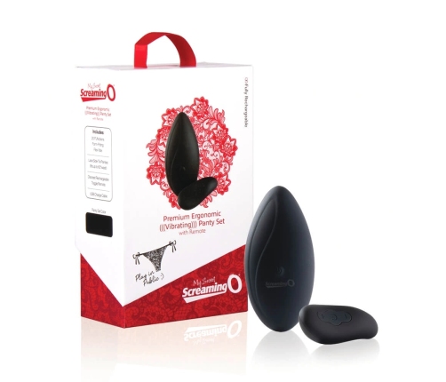 The Screaming O Premium Ergonomic Panty Set Black Rechargeable Remote