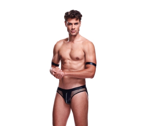 Envy Cop Uniform Set M/L - 2-Piece Mesh & Pleather Costume for Men