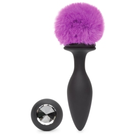 Happy Rabbit Intimate Silicone Plug Large Black & Purple Rechargeable