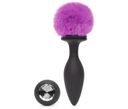 Happy Rabbit - Rechargeable Vibrating Butt Plug Black & Purple Large