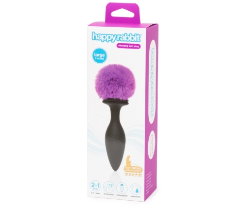 Happy Rabbit - Rechargeable Vibrating Butt Plug Black & Purple Large