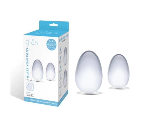 Glas Glass Yoni Eggs Set - Pelvic Floor Training, Transparent, 3 Sizes
