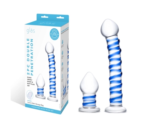 Glas Dual Glass Intimate Set - Curved & Plug Model, Transparent, 2 pcs