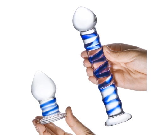 Glas Dual Glass Intimate Set - Curved & Plug Model, Transparent, 2 pcs