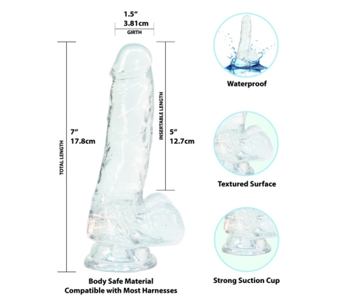 Addiction - Crystal Addiction Clear Dong 18 cm