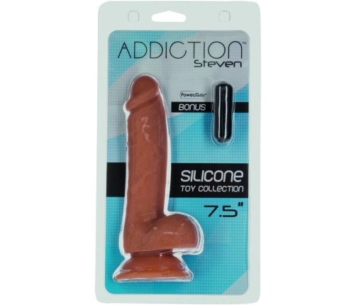 Addiction Steven Silicone Intimate Model 19cm Caramel with Vibrating Bullet