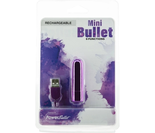 PowerBullet Mini Vibrating Massager 9 Modes USB Rechargeable Purple