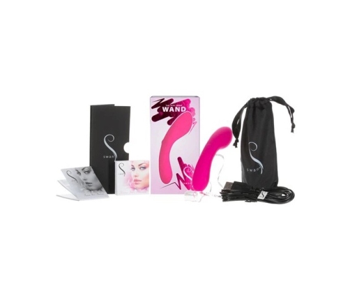 Swan Mini Swan Wand Vibrating Massager, Compact, Silicone, USB, Pink