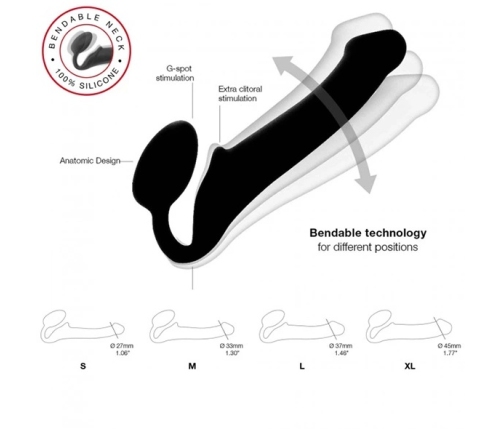 Strap-On-Me Semi-Realistic Bendable Intimate System Black XL