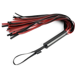 Sportsheets Saffron Series Flogger - Long Faux Leather, Metal Handle Sportsheets Saffron Series Flogger - Long Faux Leather, Metal Handle