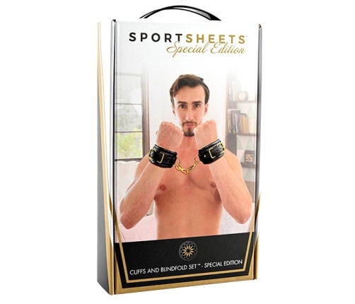 Sportsheets Special Edition Restraint Set with Satin Blindfold, Gold Accents