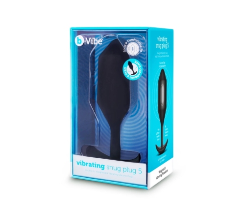b-Vibe Vibrating Snug Plug 5 Black - Weighted Silicone Plug XL 318g
