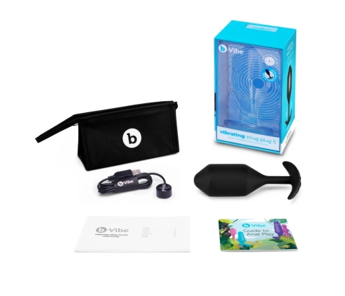 b-Vibe Vibrating Snug Plug 5 Black - Weighted Silicone Plug XL 318g