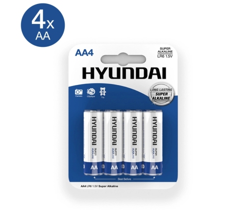 Hyundai Super Alkaline AA - Baterie alkaliczne 4 sztuki, wydajne