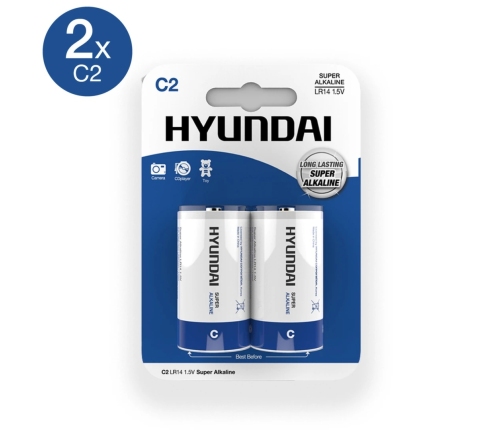 Hyundai Baterie Alkaliczne C LR14 2 sztuki długotrwała energia
