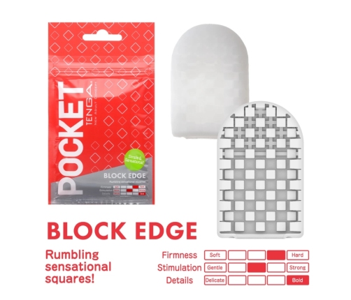 Tenga Pocket Series Block Edge Intimate Device, Compact Travel Size