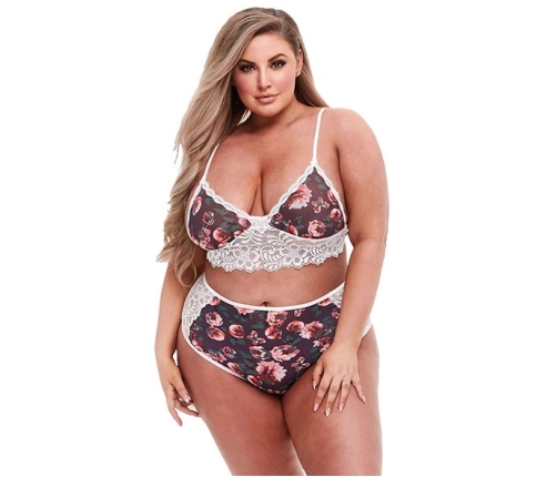 Baci - Grey Floral & Lace Bra Set Q