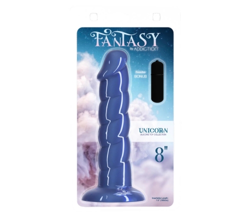 Addiction Fantasy 20 cm Intimate Model Unicorn Blue Silicone Ribbed