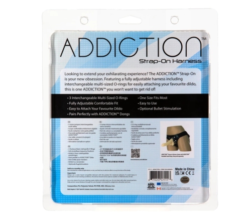Addiction Strap-On Harness Adjustable Black One Size with PowerBullet