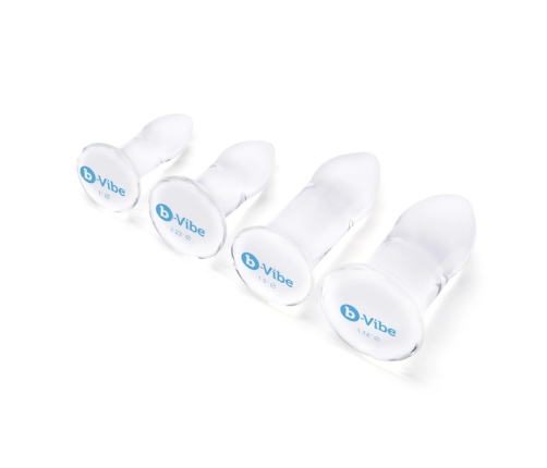 b-Vibe Glass Dilator Set - 4-Piece Progressive Training Kit, Clear