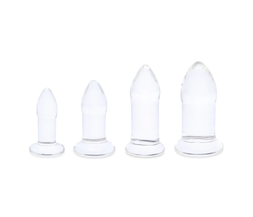 b-Vibe Glass Dilator Set - 4-Piece Progressive Training Kit, Clear
