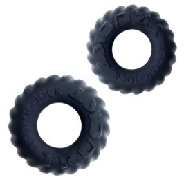 Oxballs Truckt Night Edition 2-Piece Silicone Ring Set, Black, Stretch Fit