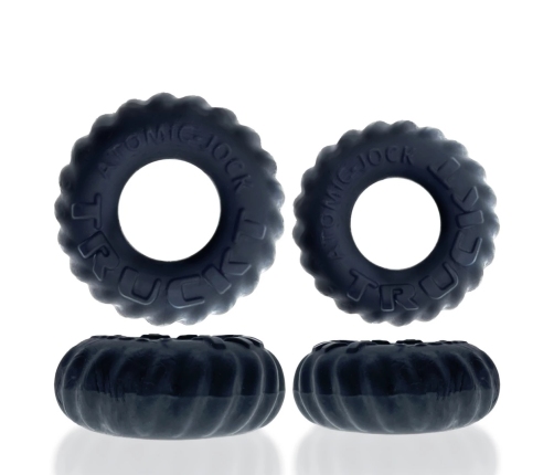 Oxballs Truckt Night Edition 2-Piece Silicone Ring Set, Black, Stretch Fit