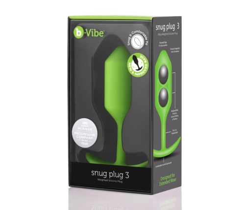 b-Vibe Snug Plug 3 Lime - Weighted Silicone Anal Model 180g