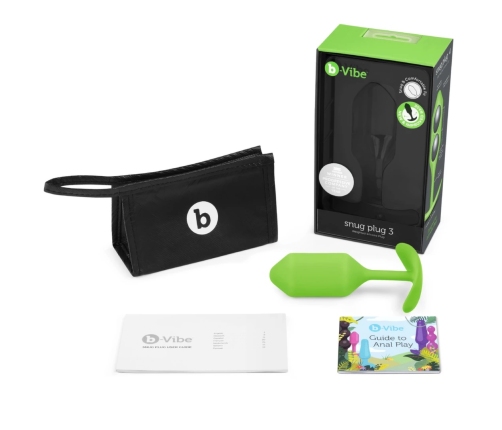 b-Vibe Snug Plug 3 Lime - Weighted Silicone Anal Model 180g