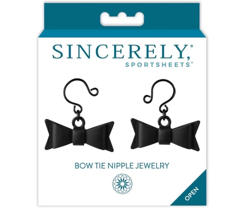 Sportsheets Sincerely Bow Tie Adjustable Nipple Jewelry, Black, 2 pcs