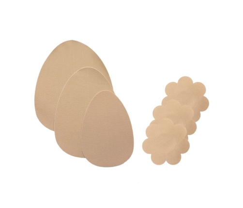 Bye Bra Breast Lift Pads & Satin Nipple Covers D-F Nude - Cotton, Waterproof