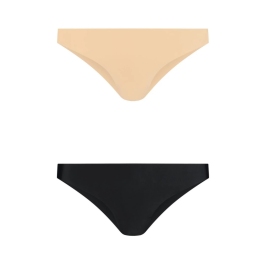Bye Bra Invisible Brazilian Briefs Nude & Black XL 2-Pack Seamless