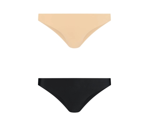Bye Bra Invisible Brazilian Briefs 2-Pack Nude & Black XXL Seamless
