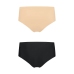 Bye Bra Invisible High Briefs 2-Pack Nude & Black Size S Seamless Comfort