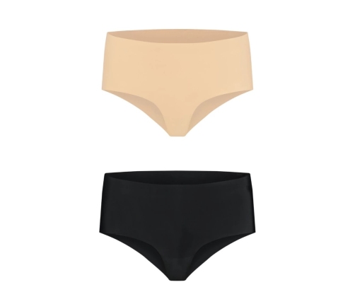 Bye Bra Invisible High Briefs 2-Pack Nude & Black Size S Seamless Comfort