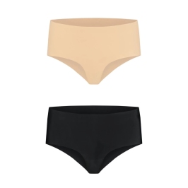 Bye Bra Invisible High Brief XL Double Pack Nude & Black Comfort Fit